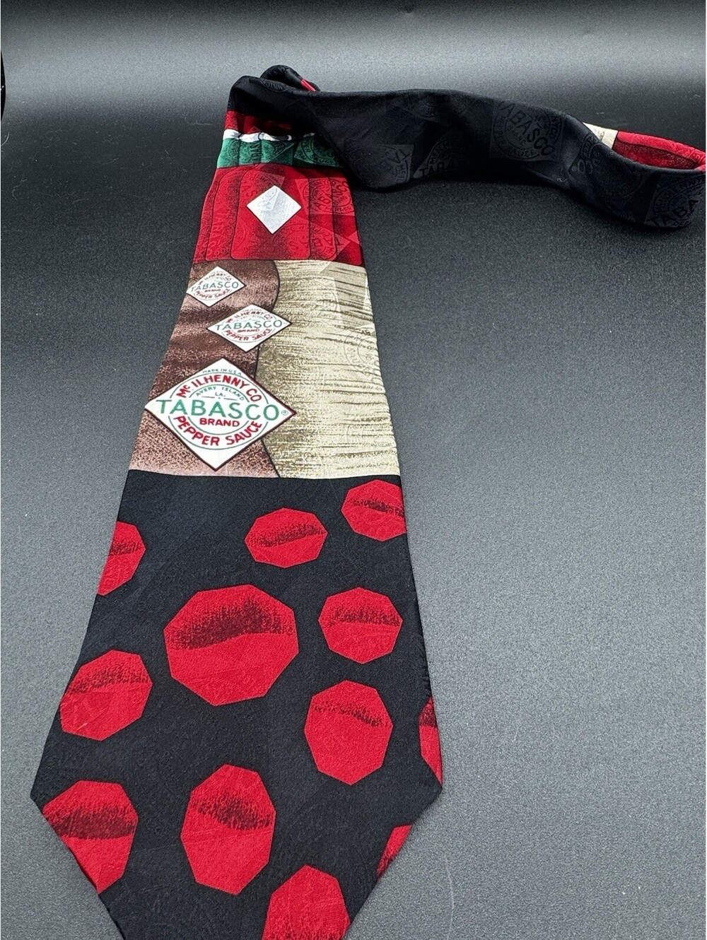 Tabasco Hot Pepper Sauce Logo Multicolor Novelty 100% Silk Necktie